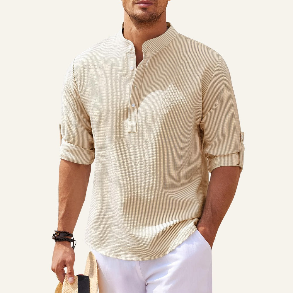 Men’s Casual Mandarin Collar Shirt – Ascot