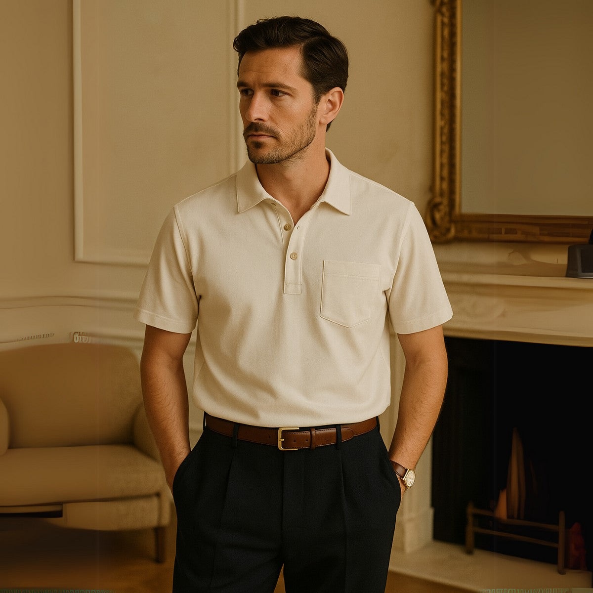 Linen Polo Shirt - Casablanca