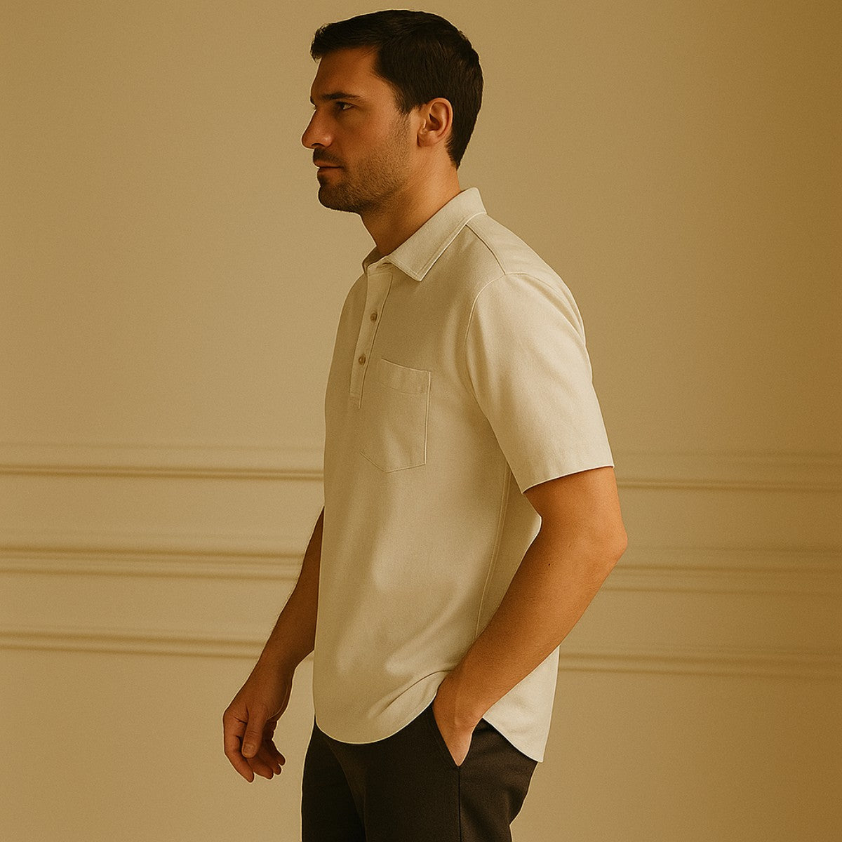 Linen Polo Shirt - Casablanca