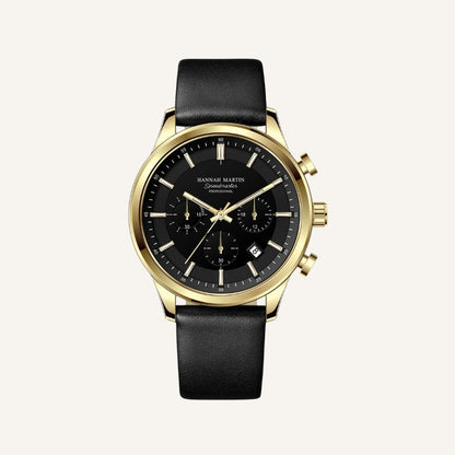 Men's Black Leather Watch - Luxemiro