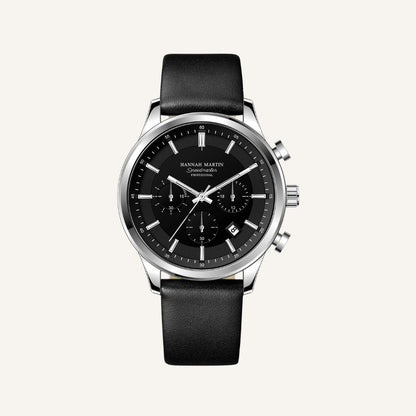 Men's Black Leather Watch - Luxemiro