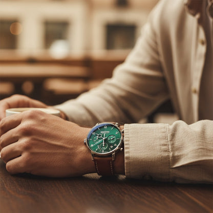 Zeppelin 100 Jahre Green Chronograph Watch