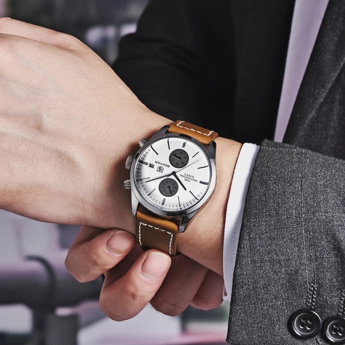 Benyar Men's Brown Leather Watch