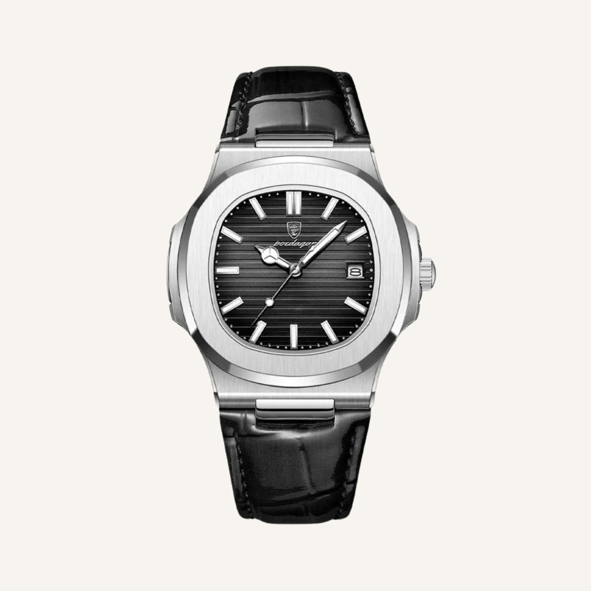Men's Black Leather Watch - Luxe