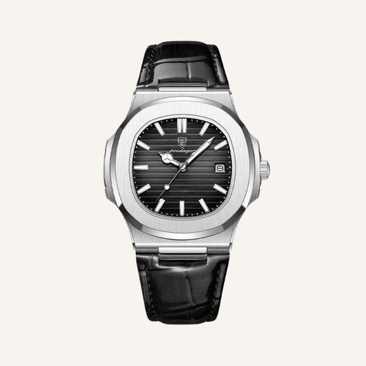 Men's Black Leather Watch - Luxe