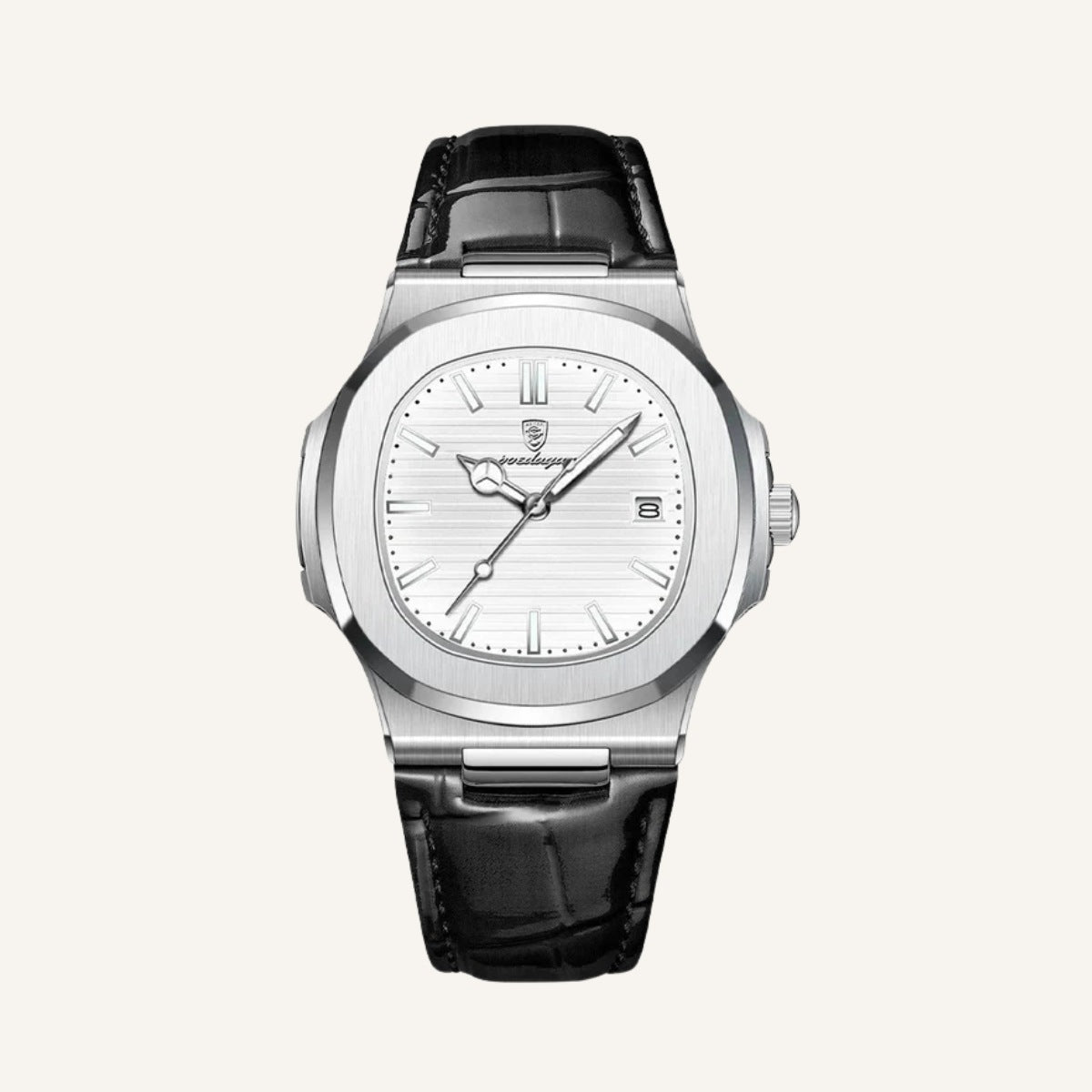Men's Black Leather Watch - Luxe