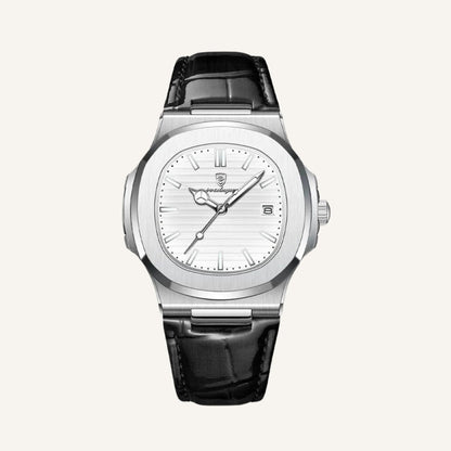 Men's Black Leather Watch - Luxe