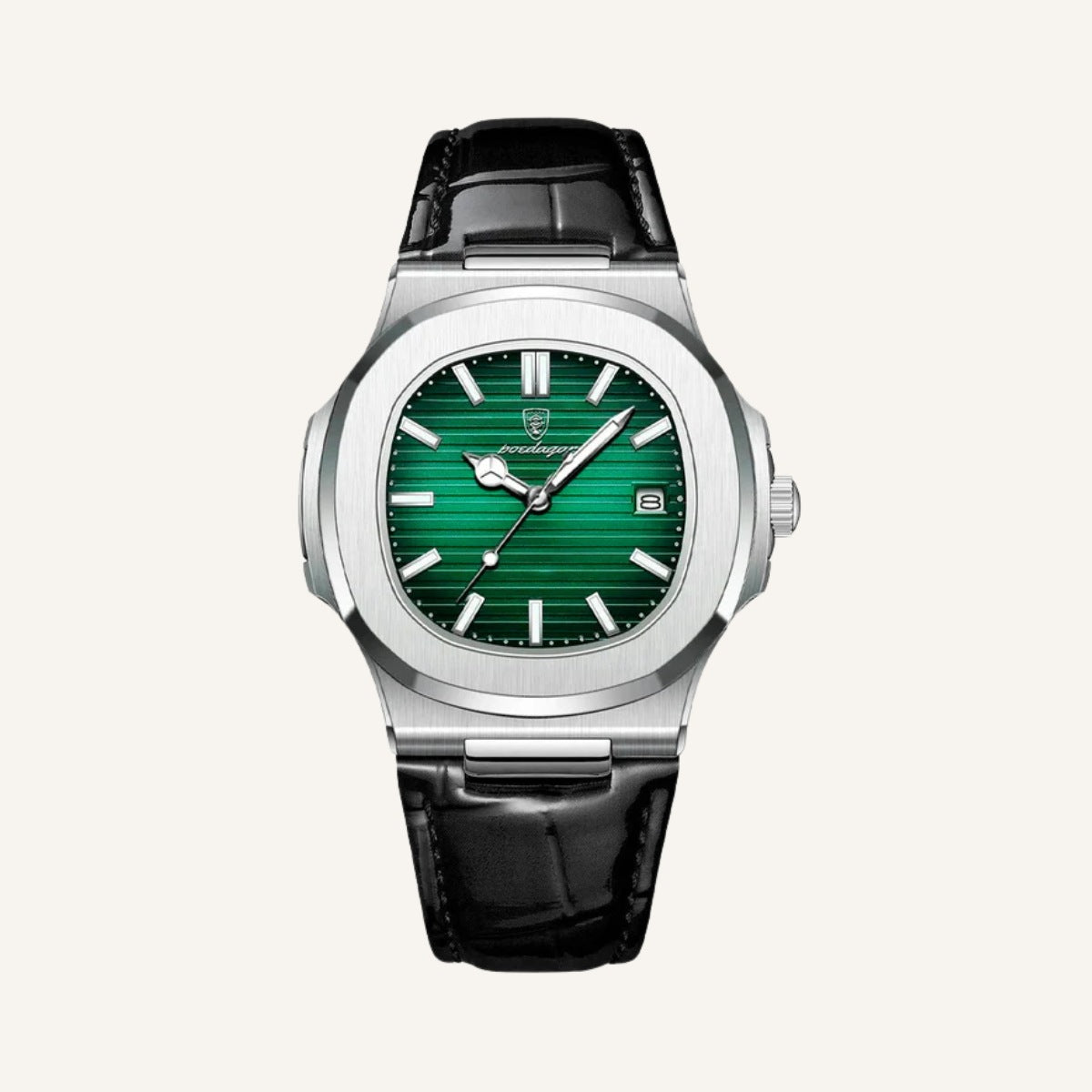 Men's Black Leather Watch - Luxe